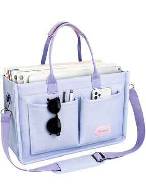 Women Purple Crossbody Tote Bag Pockets Laptop Work Shoulder Bag